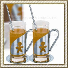 Stainless Steel Glass Coffee Cups Set